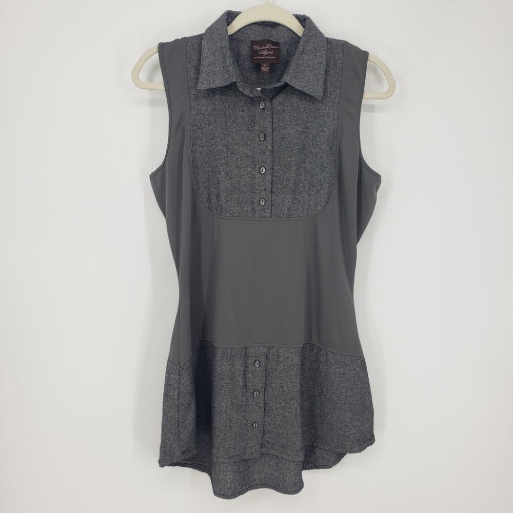 Under Cover Agent Kathleen Kirkwood Collared Shirt Top‎ M Under Layer Gray